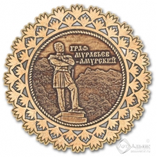 Магнит из бересты Хабаровск-Граф Муравьев снежинка серебро
